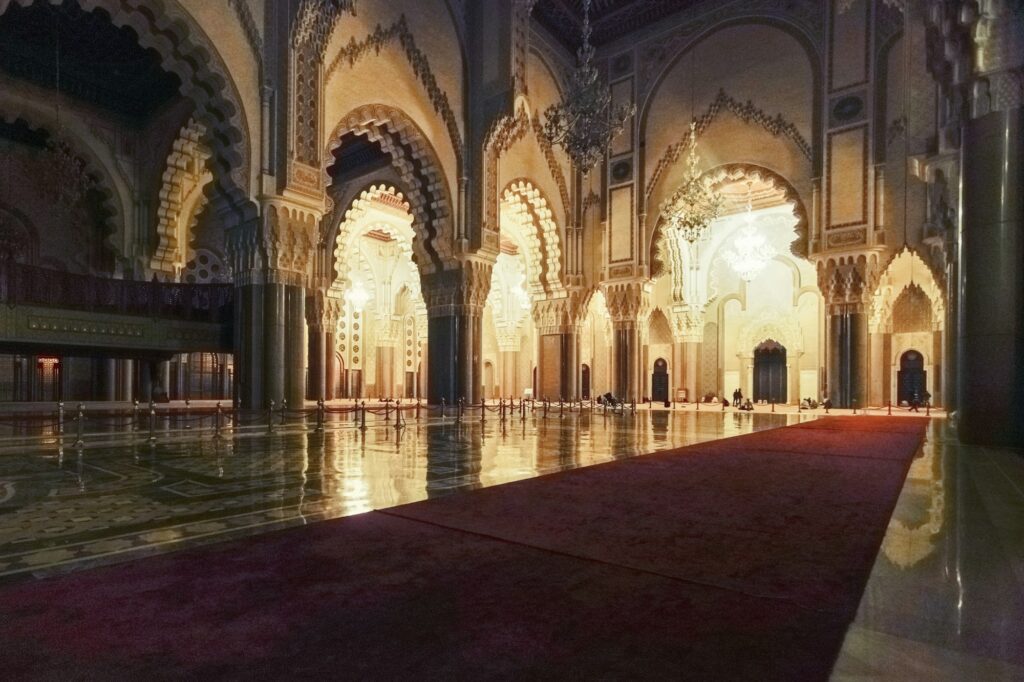 Interior of Casablanca Grand Moche mosque in Morocco